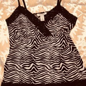 White Black zebra print top